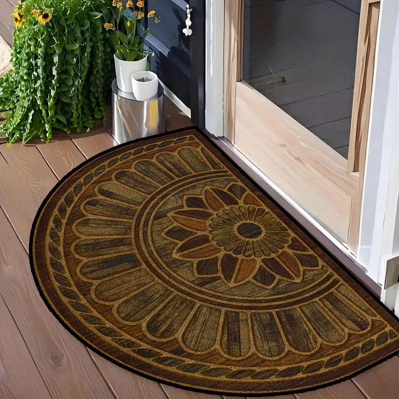 Kieselgur & Gummi Halbrunde Fußmatte Boho Waschbare Tür Matte Blume Floral Saugfähige Eingangsmatte Innen Außen
