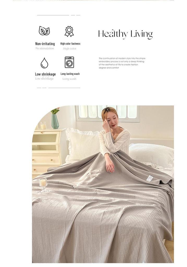 Klasse A 100% Katoen Wafelstructuur Zomerdeken, Enkellaags Koel Plaid, Effen Kleur