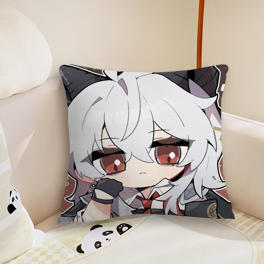 Cute Version Wuthering Waves Rinascita Cushion Cover Plush Fabric Soft Double Sided Print Sofa Cushion Cover Throw Pillow Covers