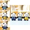 Panda Plush Toy Overalls Keychain Cute Animal Face Decor For Girls And Boys
