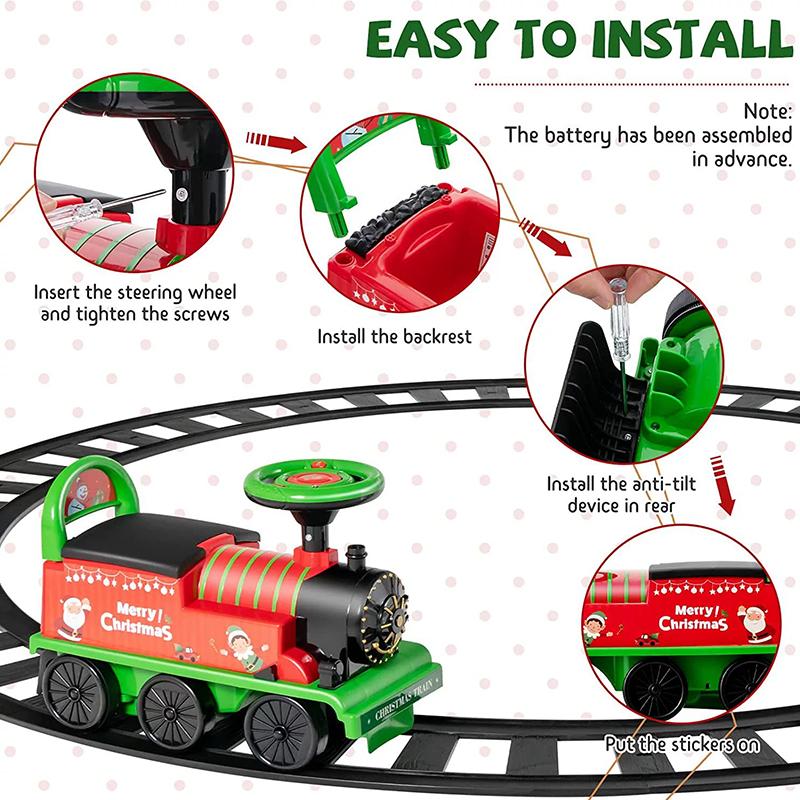 Kids Electric Train Can Manned Christmas Diecast Train Rail Track Car with Music Light Train Cabin Baby Walker Stroller Kids Toy