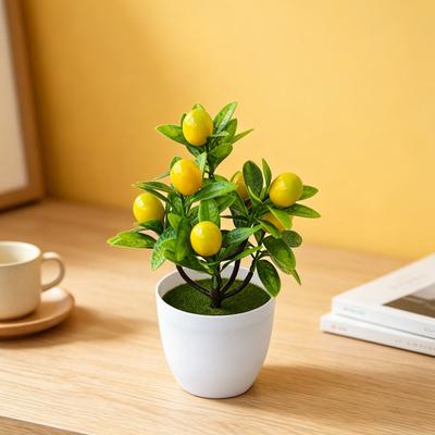 Artificial Lemon Tree Potted Plants Small Fake Yellow Lemons Citrus Tree Faux Fruit Greenery Bonsai Decoration for Indoor Home Office Living Room