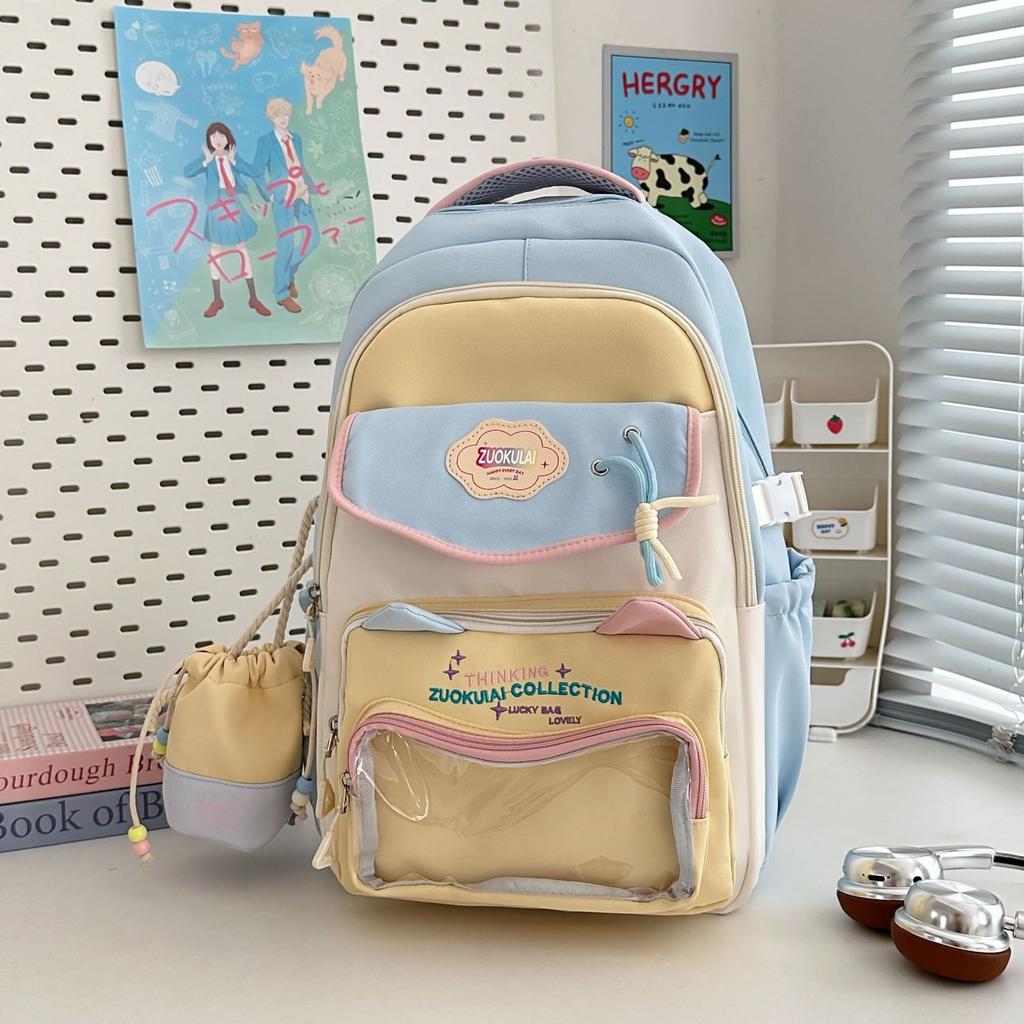 New Korean Version of The Small Fresh Schoolbag Joker Sweet Cute Cat Leisure Commuting Large Capacity Multifunctional Backpack.