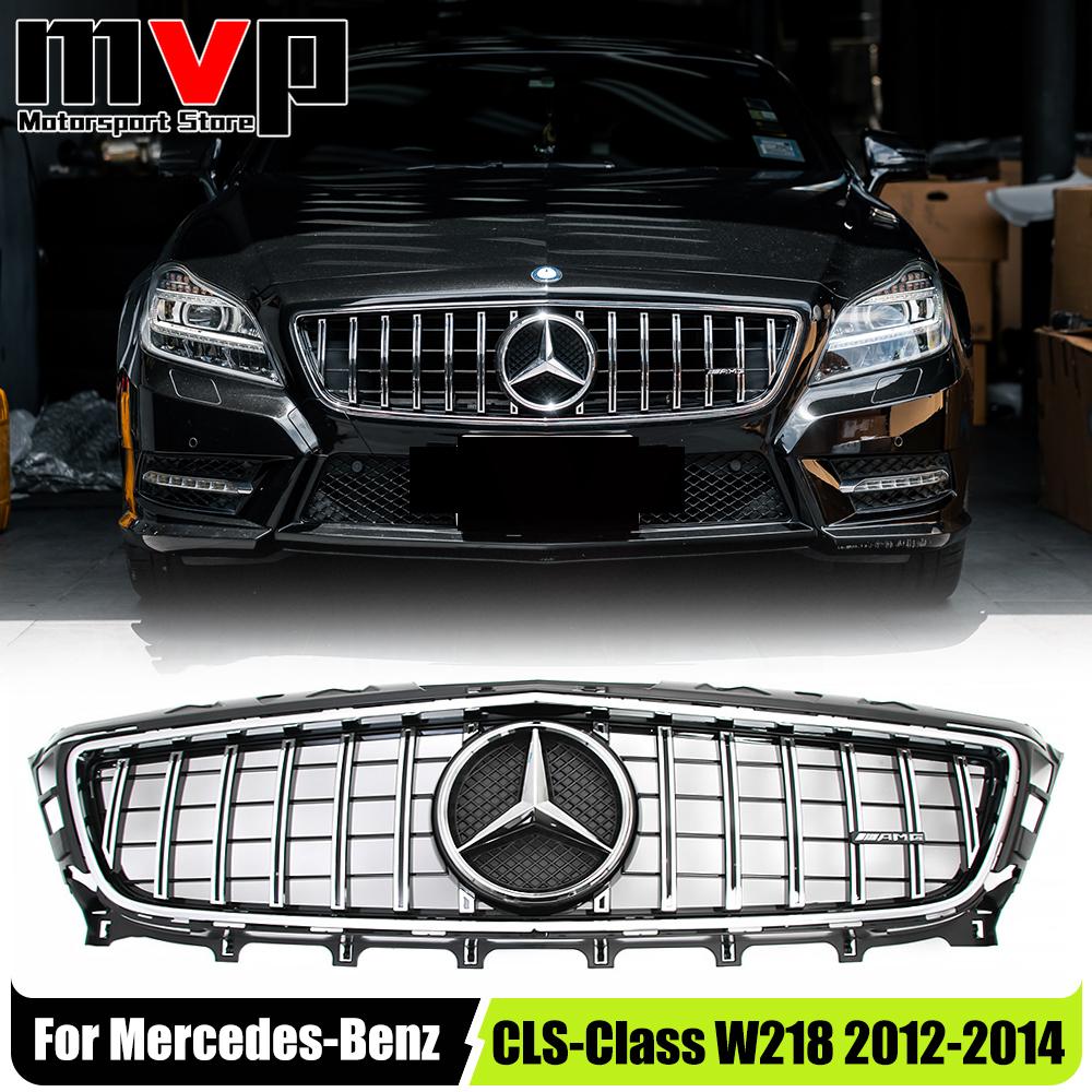FOW5 Hot 2026 New For Benz Chrome GTR Style Upper Grille With Silver OE Style Badge Star Emblem Logo For Mercedes Benz CLS-Class W218