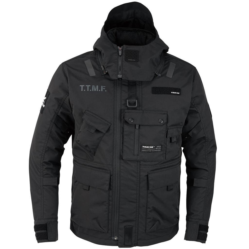 RS TAICHI Monster RSJ726 Size Motorcycle Riding Jacket for Windproof and with CE Protectors and Removable Inner Lining All-Season Parka, BLACK, L,