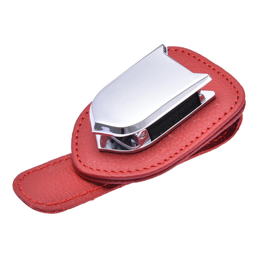 1Pcs Car Glasses Holder Universal Car Visor Sunglasses Holder Clip Leather Eyeglasses Hanger And Ticket Card Clip Eyeglasses