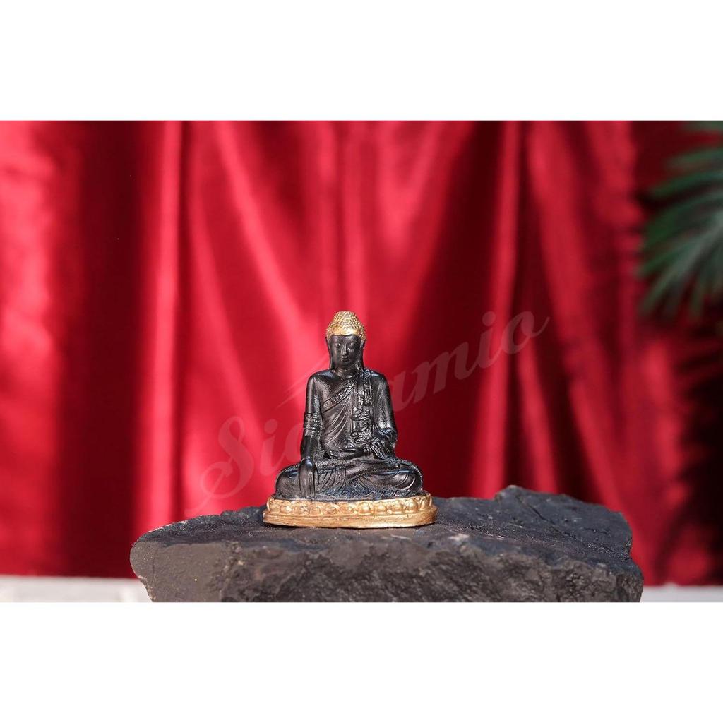 Murti de Bouddha Gautama Noir - Parfait Idole de Dieu pour Tableau de Bord de Voiture et Petite Statue de Bouddha pour Décoration Intérieure, Articles Cadeaux,