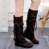 Womens Fashion Faux Suede Slouchy Boho Fringe Winter Mid Calf Boots