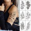 Waterproof Black & White Sketch Flower Half Sleeve Tattoo Stickers