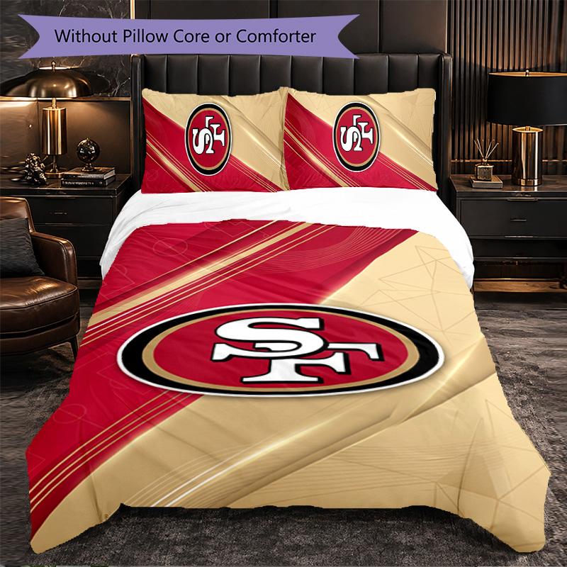 Set Biancheria da Letto in Microfibra con Fantasia San Francisco 49ers 3 Pezzi Copripiumino Decorativo per Camera da Letto Uso Domestico