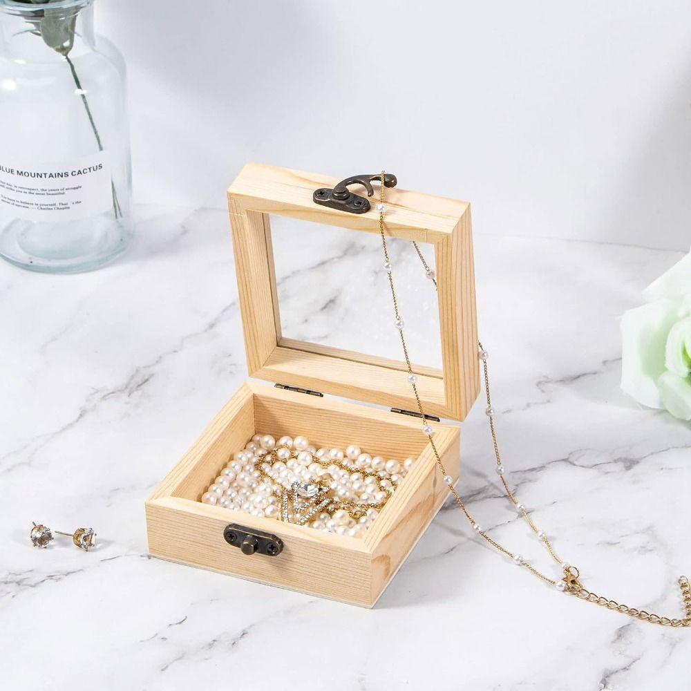 1/3pcs 3.5'' X 3.5'' X 1.8'' Gift Wrapping Wooden Box Wooden Household Storage Box Living Room
