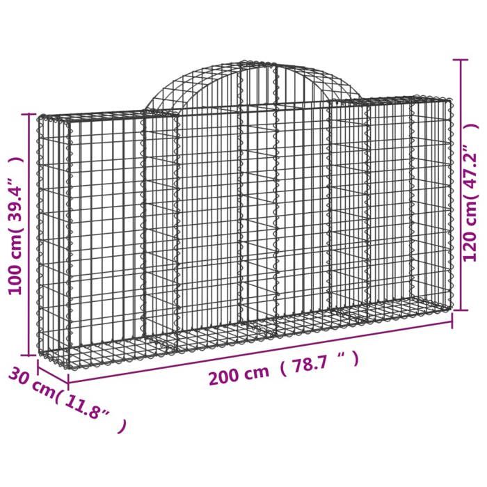 VidaXL Curved Gabion Baskets 5 Pcs 200x30x100/120 Cm Galvanized Iron, Gabion, Gabion Cage, Gabion Wall Basket, Wall 3146113