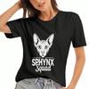 Sphynx Katze Dame unisex Baumwoll T-Shirt, Premium Baumwollqualität Druck, Langlebig Und Bequem, Lässiger Und Modischer Stil, Niedliches Katzen Grafik T-Shirt, Ador