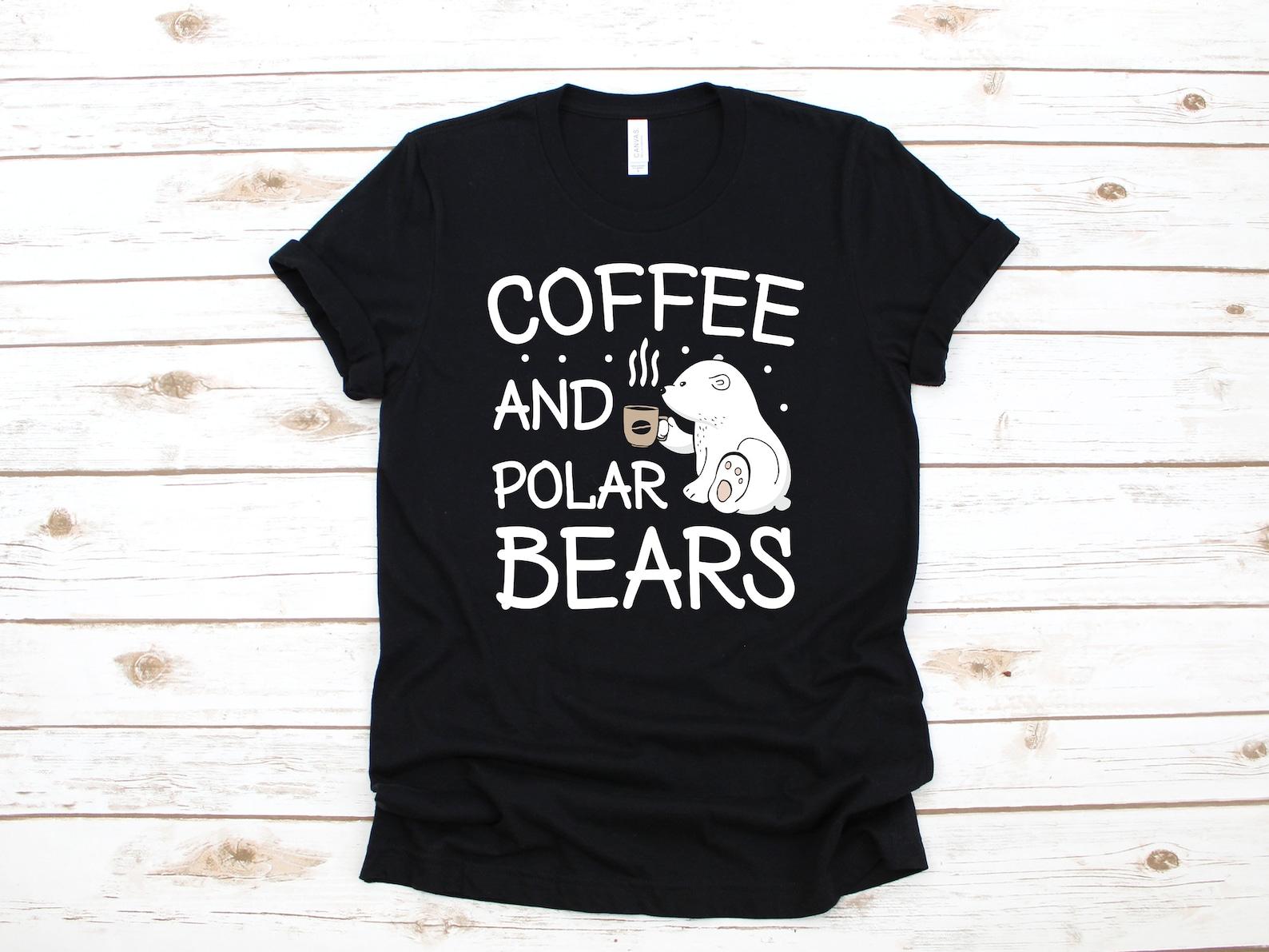 Coffee and Polar Bears T-Shirt, Cute Polar Bear Tee, Tank Top, T-shirt, T-shirt,T-shirt, Kids Tee Apparel Gift L