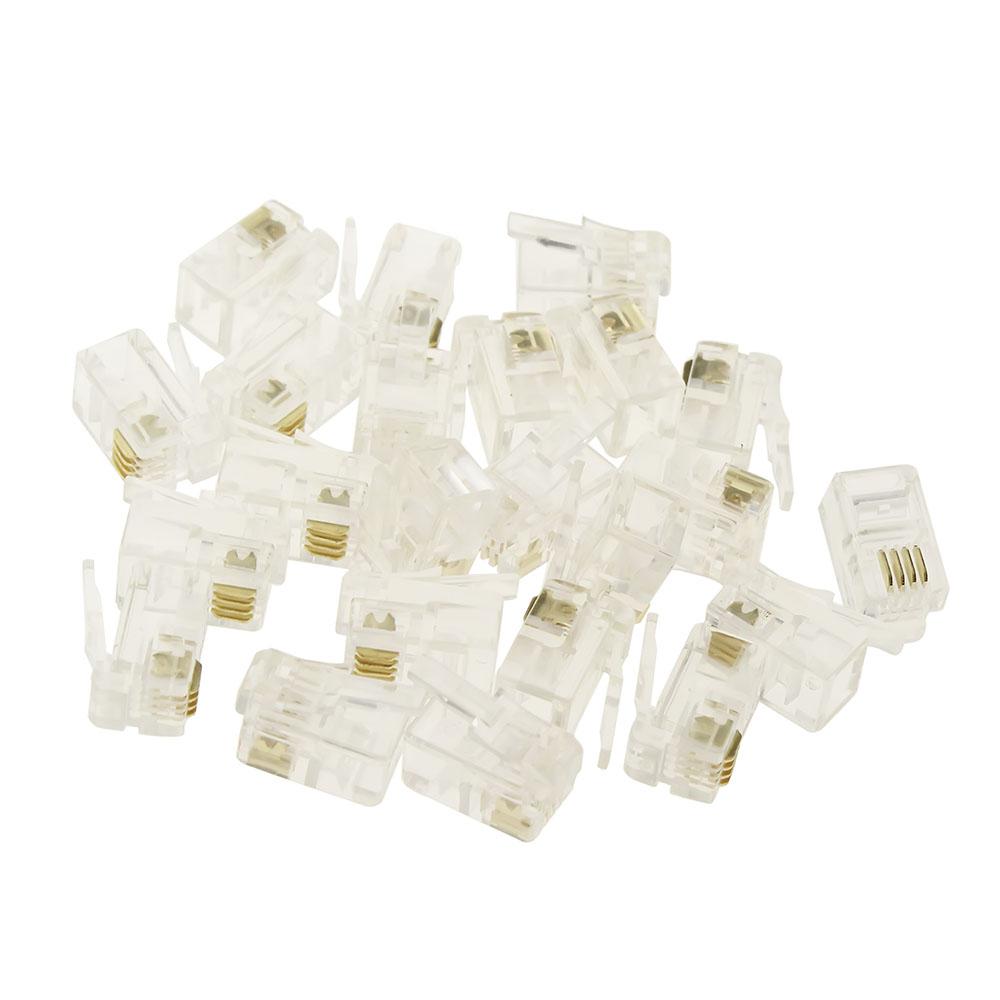 100 Stück 6P6C 4P4C RJ12 RJ9 Kristallkopf Modulare Stecker Vergoldete Netzwerkstecker Für Massiv-Telefonkabel Stecker