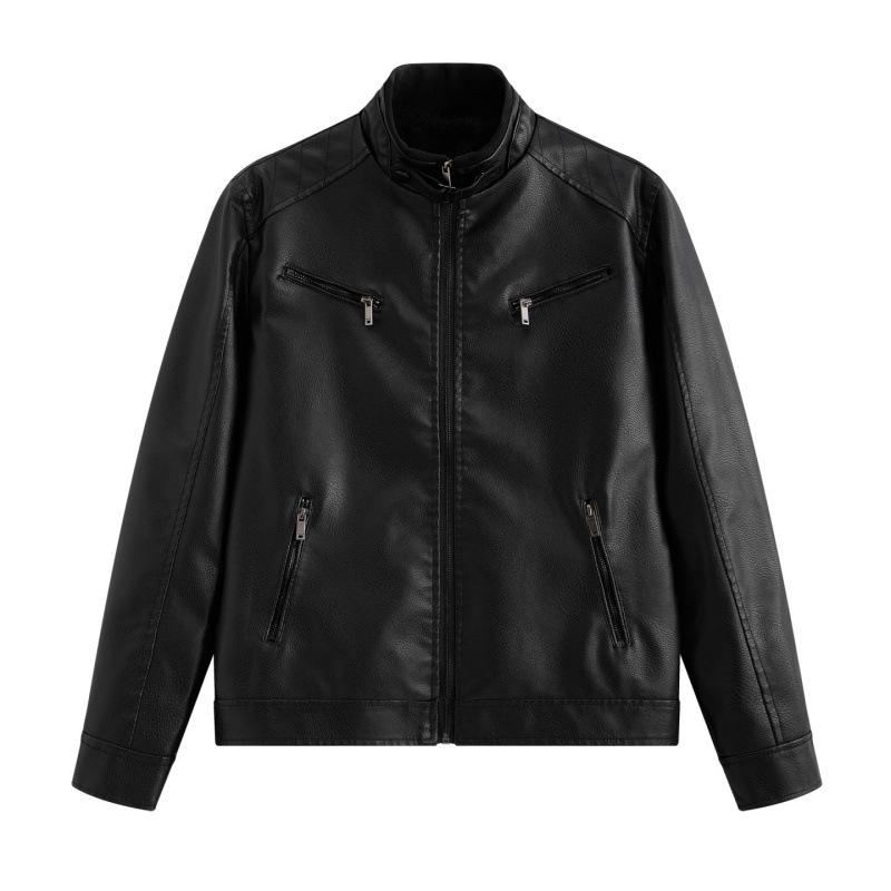 Autumn and winter men's warm leather jacket casual fashion versatile men's jacket leather jacket velvet leather jacket long sleeves