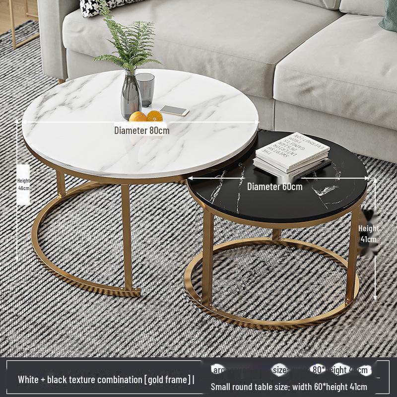 Modern Round Coffee Table: Elegant Small Side Table for Living Room or Balcony