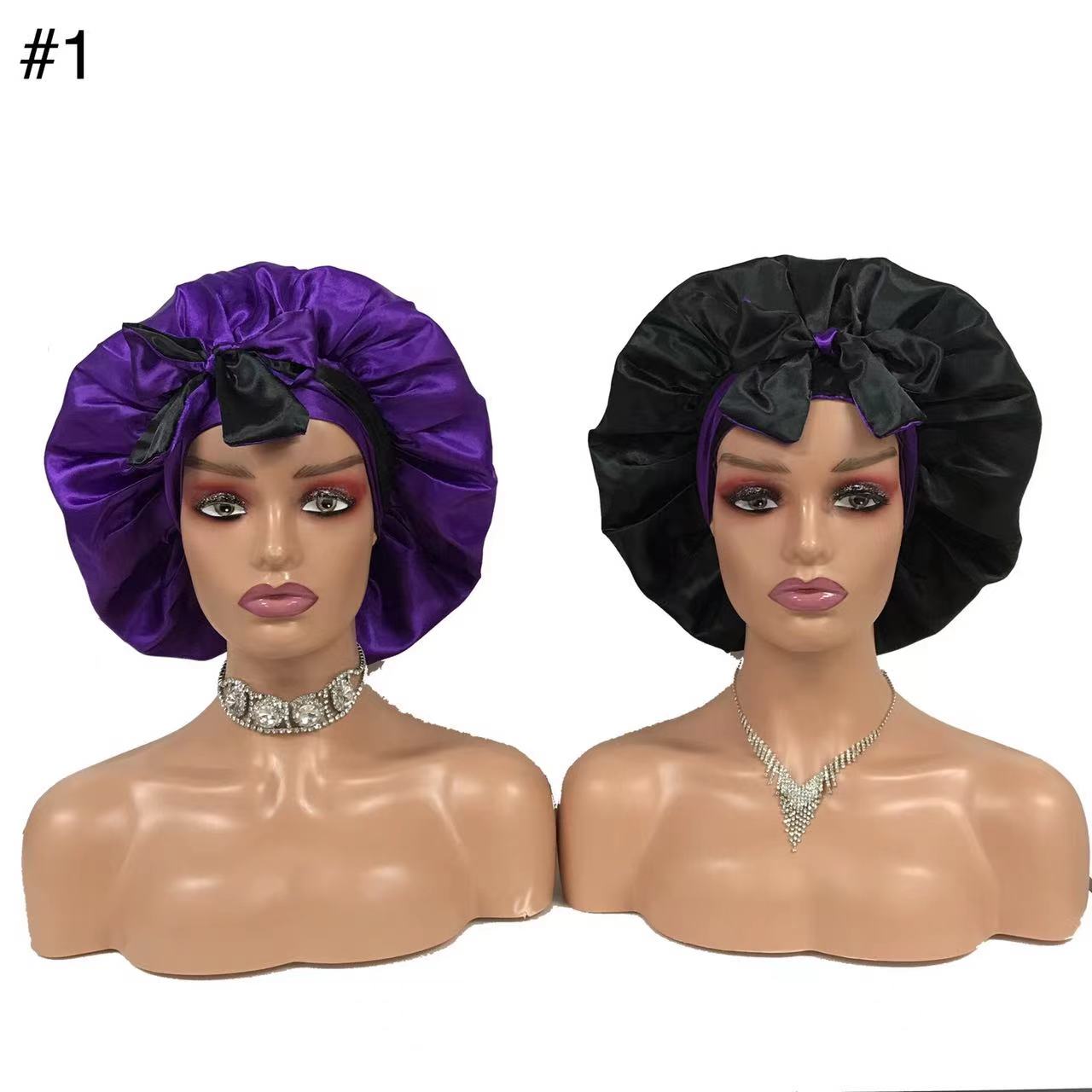 Woman Sleeping Bonnets Long Tie Silk Hair Bonnet Private Label Long Tie Bonnets and Satin Hair Wraps