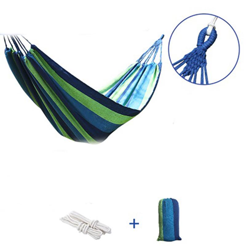Outdoor Camping Indoor Swing Thickened Colored Strips Adult Double Anti-rollover Canvas Hammock No Wooden Sticks