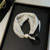 Thin Pearl Necklace with Magnetic Clasp, Lazy-style Silk Scarf, Women's Pendant Scarf, Collarbone Chain