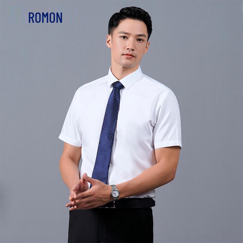 Romon Men s 100% Cotton Non-Iron Short Sleeve Business Shirt 160/80A