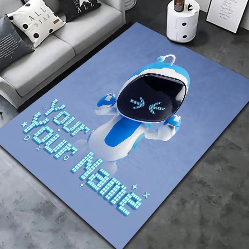 ASTRO BOT Benutzerdefinierter Name Teppich für Wohnzimmer Schlafzimmer Zuhause Sofadekoration, Kinderspiel Rutschfeste Bodenmatte