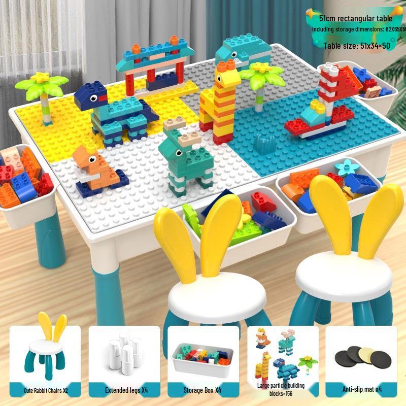 Multifunctional Large Particle Building Block Table for Kids: Educational Toy for Boys, Girls, and Babies