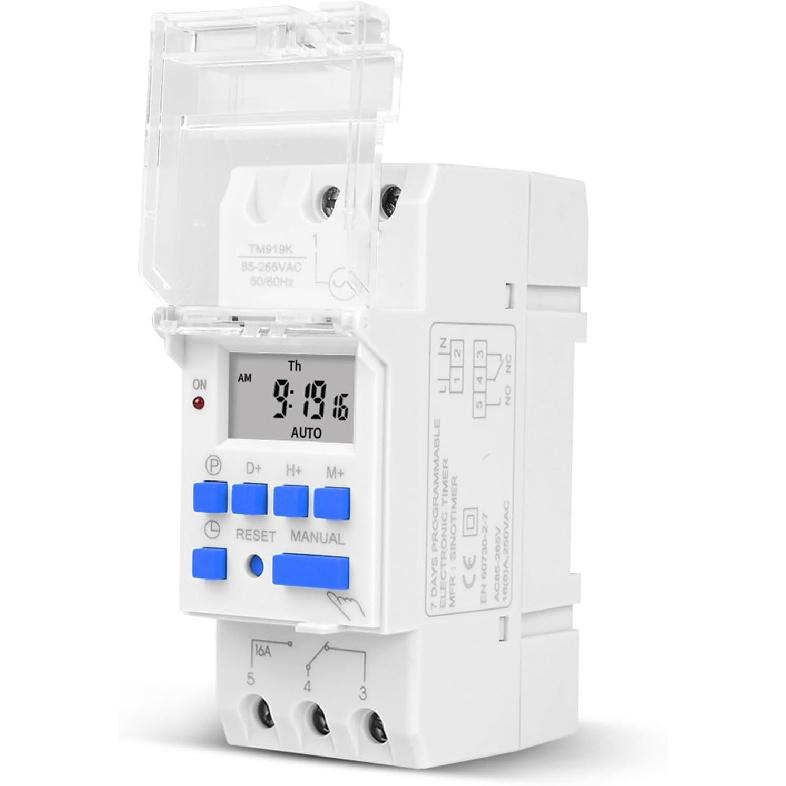 TM919 Time Controller Cycle Timer Industrial Timer Switch Output Replaceable Battery 16A(TM919AK 85-265VAC)