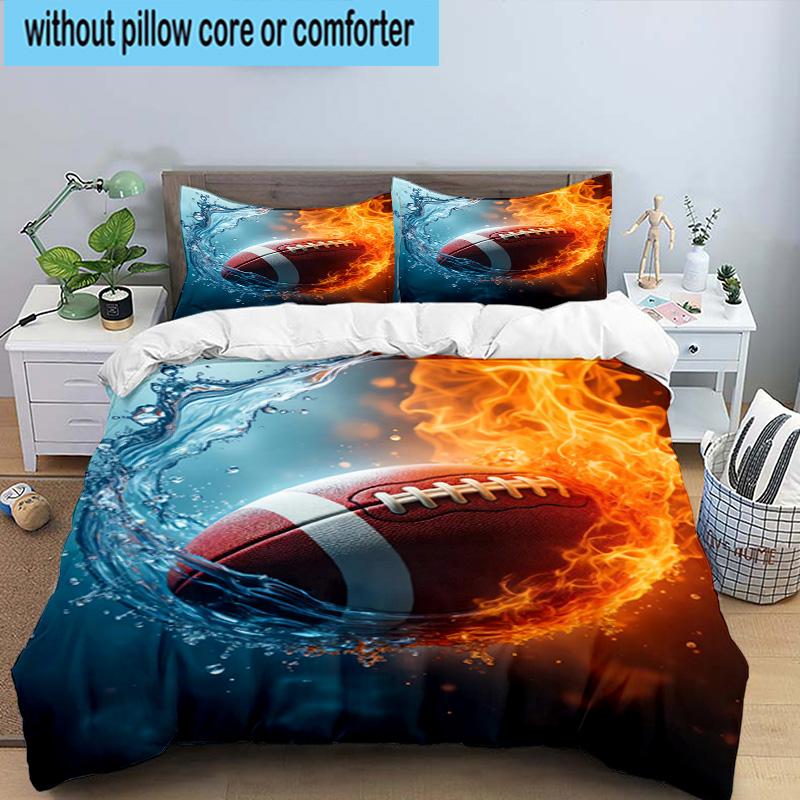 Sports Ball football Pattern 3pcs Bedding,Including 1pc Duvet Cover And 2pcs Pillowcases Perfect for Christmas,Ideal for Bedroom, Dormitory