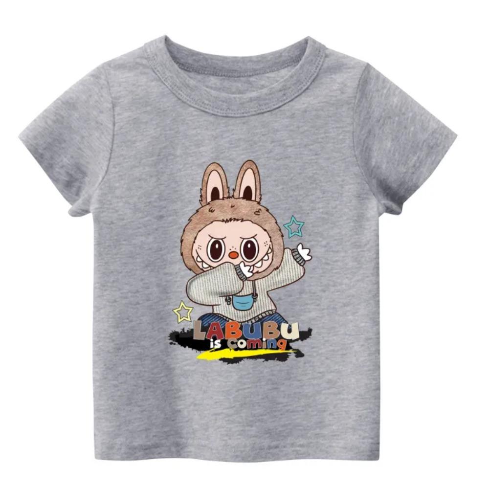 2025 New Children's T-shirt Casual Style LABUBU Printed Round Neck Short Sleeve Casual Girls' Top