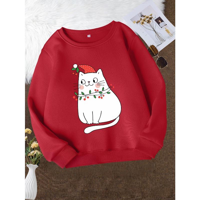 Christmas Girls' Fashion Crew Neck Sweatshirt, Casual Printed Top