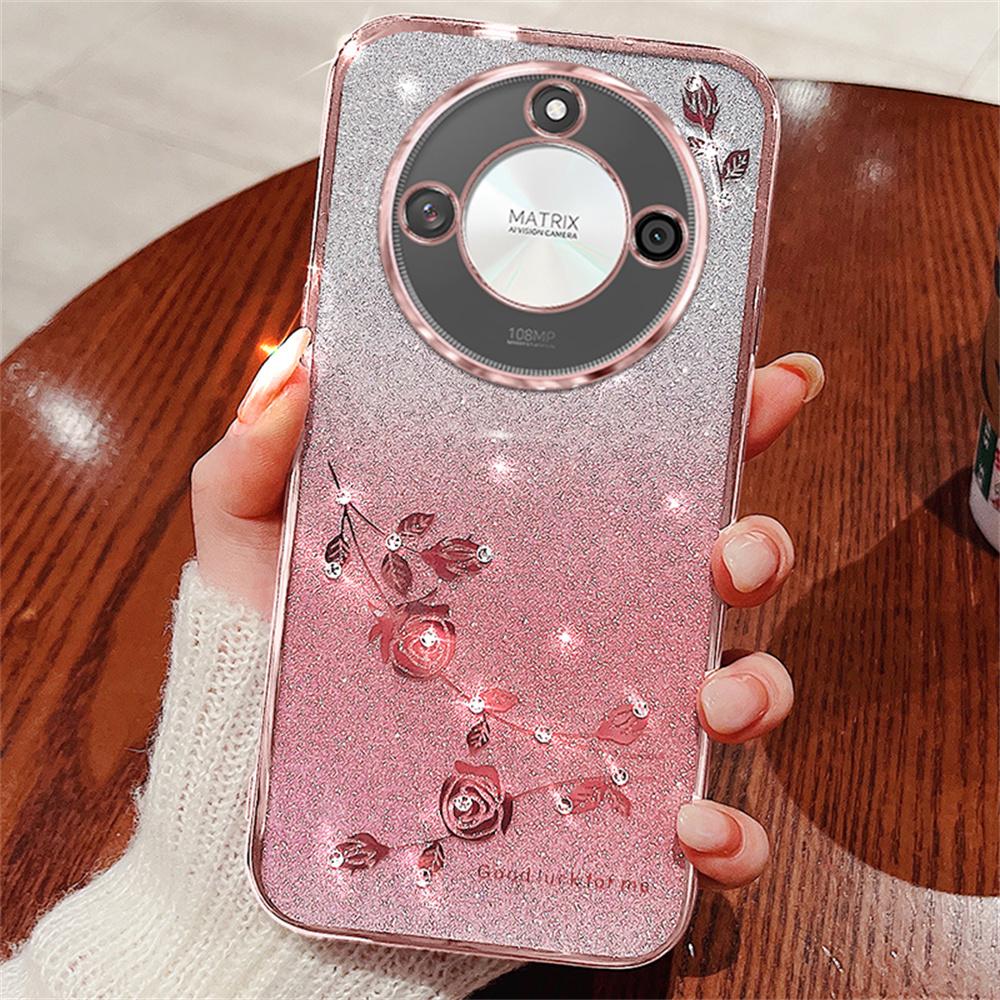 For Honor X60 5G Case Flower TPU Flexible Gradient Phone Cover