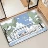 Cute Pink Rabbit Kawaii Door Mat Bath Microfiber Decorative Versatile Flannel Floor Mat Quick Dry Absorbent Non-slip Sole