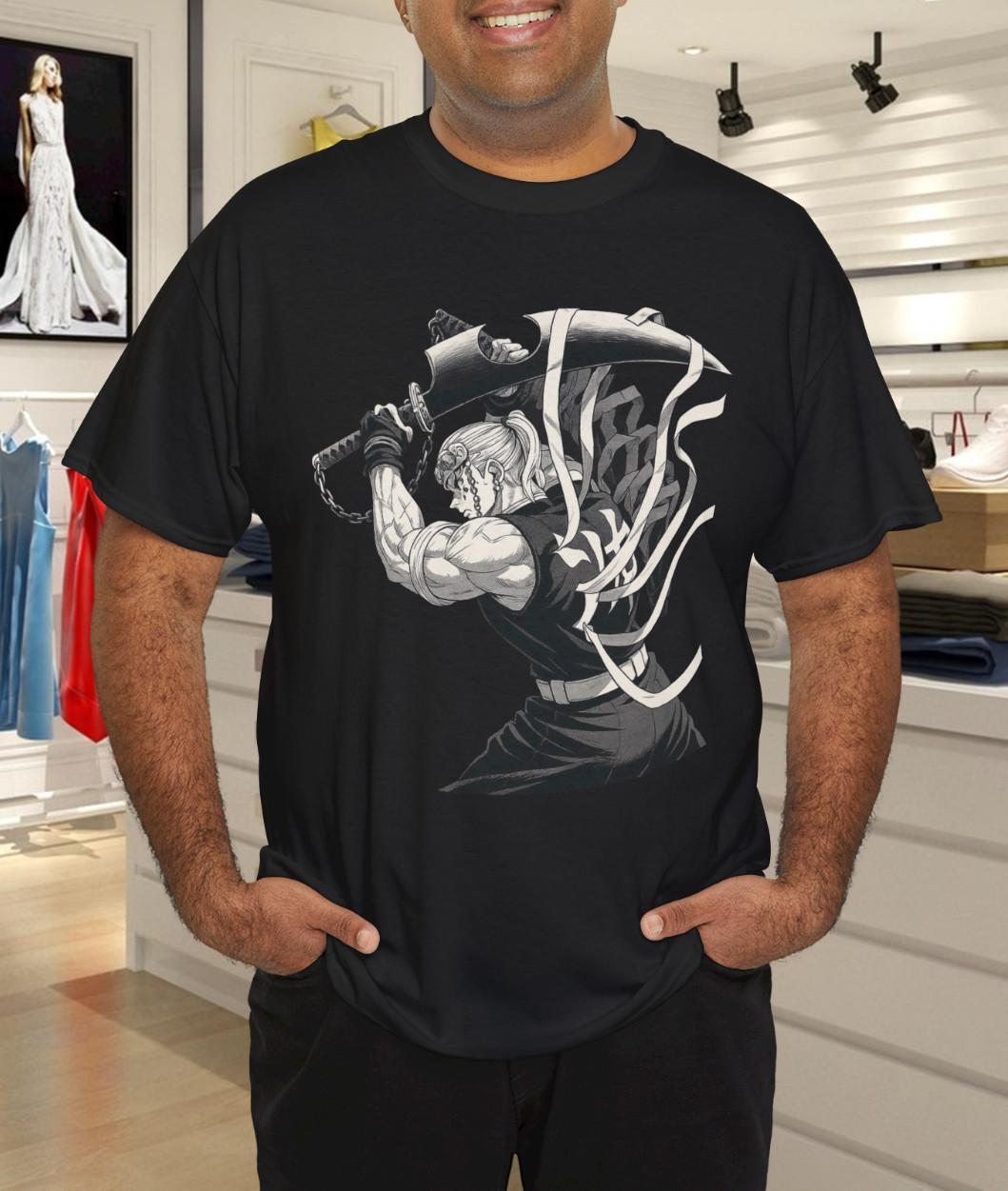 Tengen Uzui Sound Hashira T-Shirt Mens Womens Tees Top – Demon Slayer Manga Style Graphic Tee XL