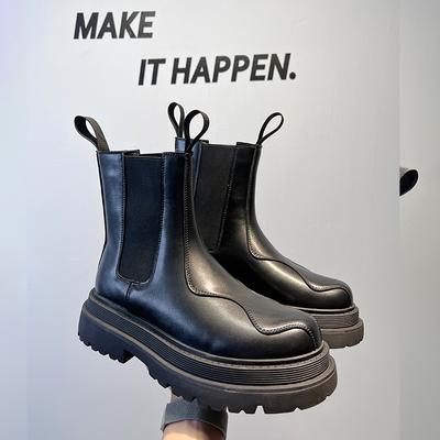 Scarpe da Uomo Moda Stivaletti Chelsea da Uomo con Suola Spessa Marca di Lusso per Uomo Stivaletti alla Caviglia da Motociclista Pelle Classiche Scarpe Basse da Uomo