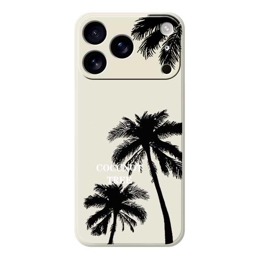 For iPhone 17 Pro Max Case Coconut Tree Pattern Printing Straight Edge TPU Phone Back Cover A