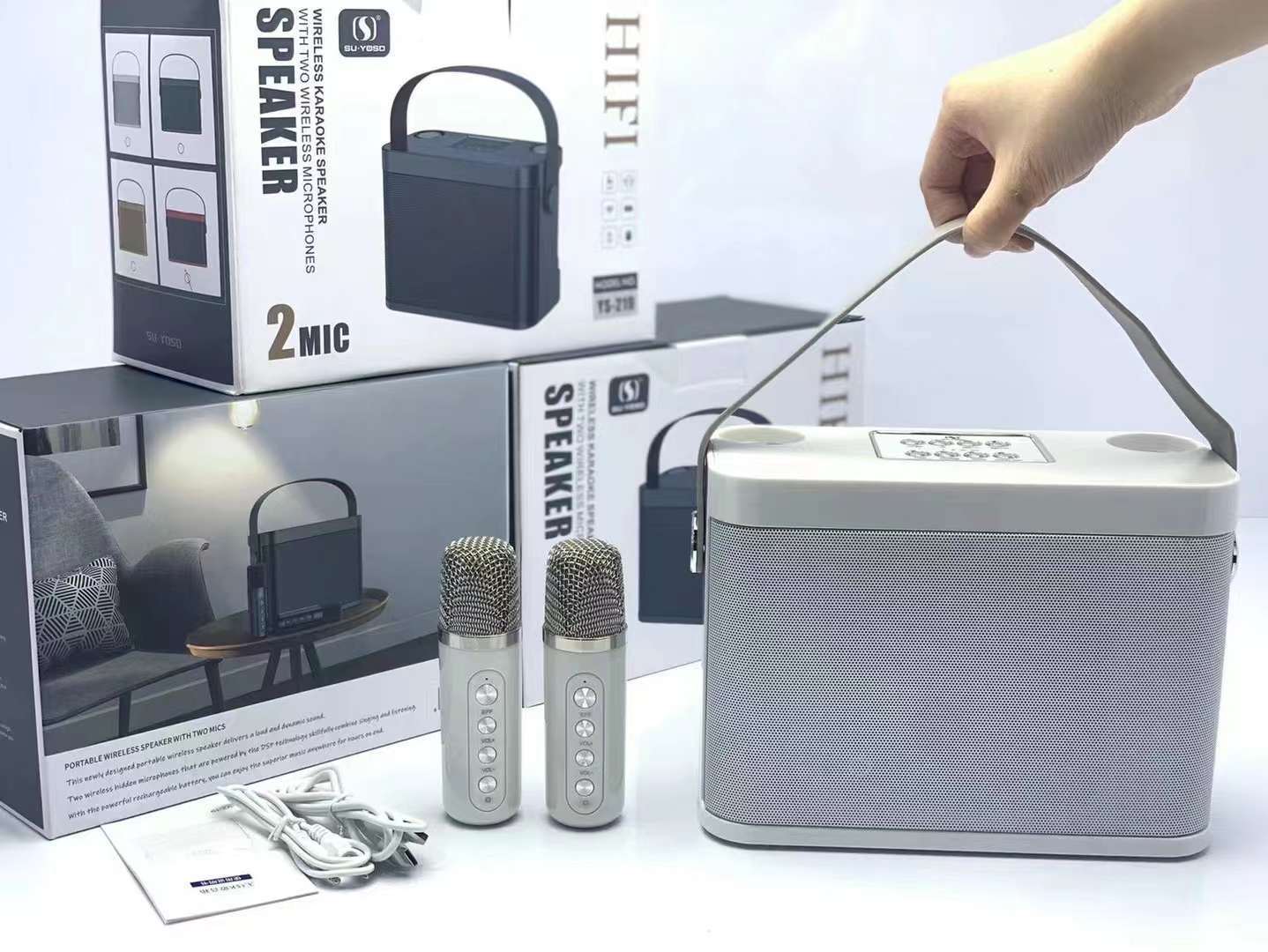 

#20 Вт Мощная Беспроводная Портативная Двойной Микрофон Bluetooth Колонка Звук Hi-Fi Семейная Вечеринка Караоке Сабвуфер Бумбокс подарок для ребенка