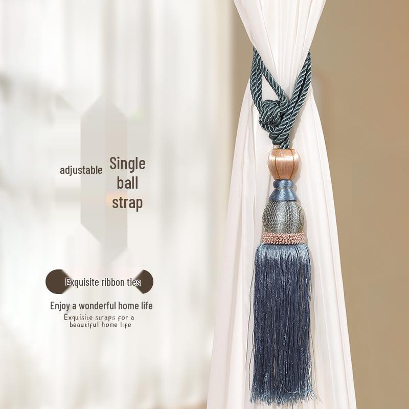 Gold Thread Tassel Tieback with Mesh Ball - Decorative Curtain Tie Ropes and Accessories