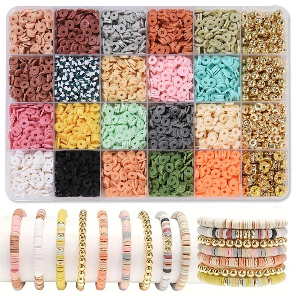 24 Grid Diy Soft Pottery Color Disc Set Decorative Bead Batch, Handmade Bracelet Jewelry Accessories