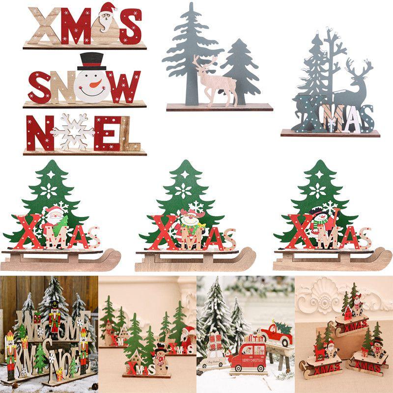 Decor Christmas Wooden Table Desktop Sign Xmas Gifts New Year Home Ornaments