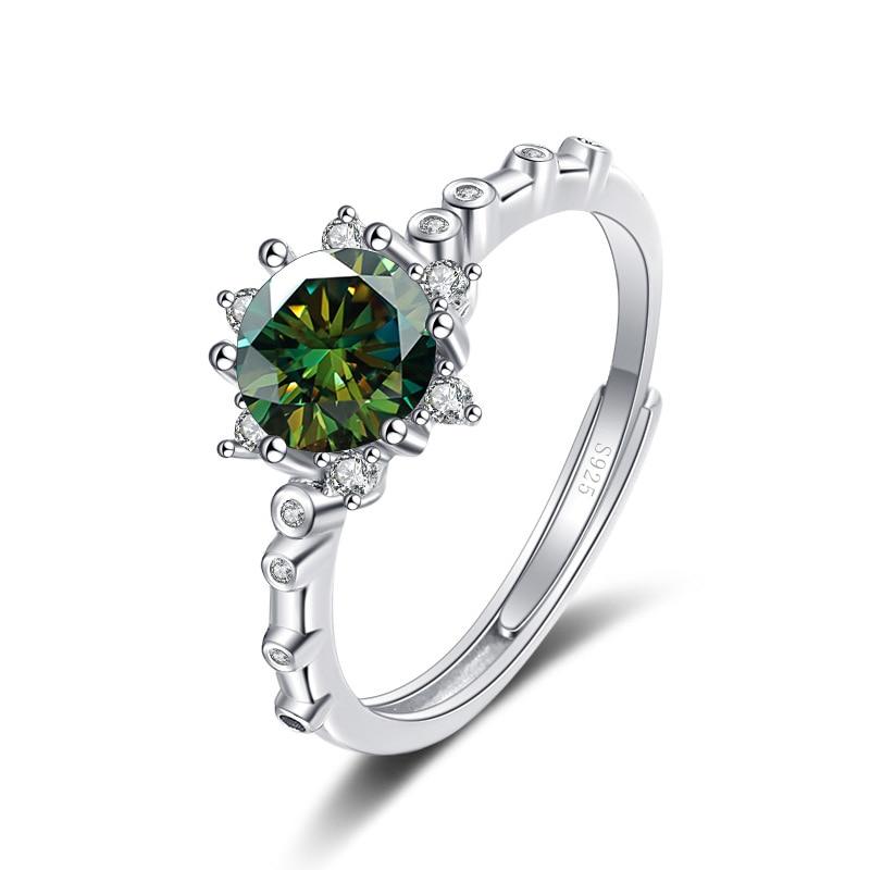 Bague Ringen Snowflake Rings 1 Carat Colored Moissanite Ring For Women Christmas Gift Romantic Winter Sterling Silver 925 Jewelry