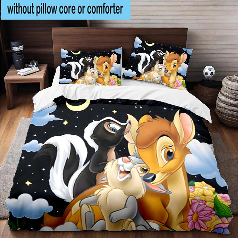3PCS Classic cartoon Bam Deer 3pcs Bedding,Including 3PCS Duvet Cover And 2pcs Pillowcases Perfect for Christmas,Ideal for Bedroom, Dormitory
