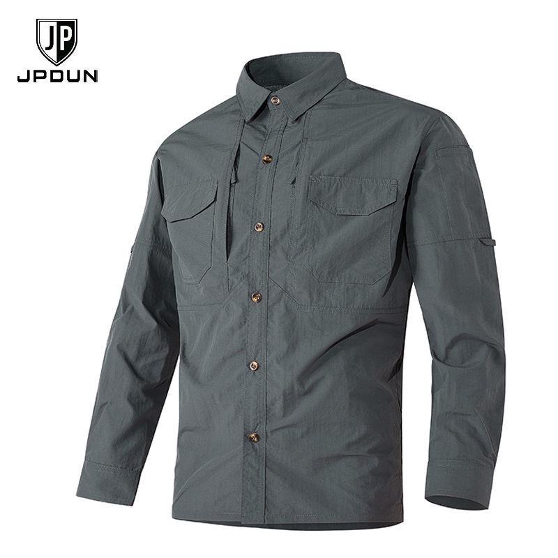 Men's Multi-Pocket Quick-Dry Workwear Shirt - Long/Short Sleeve, Loose Fit, Plus Size