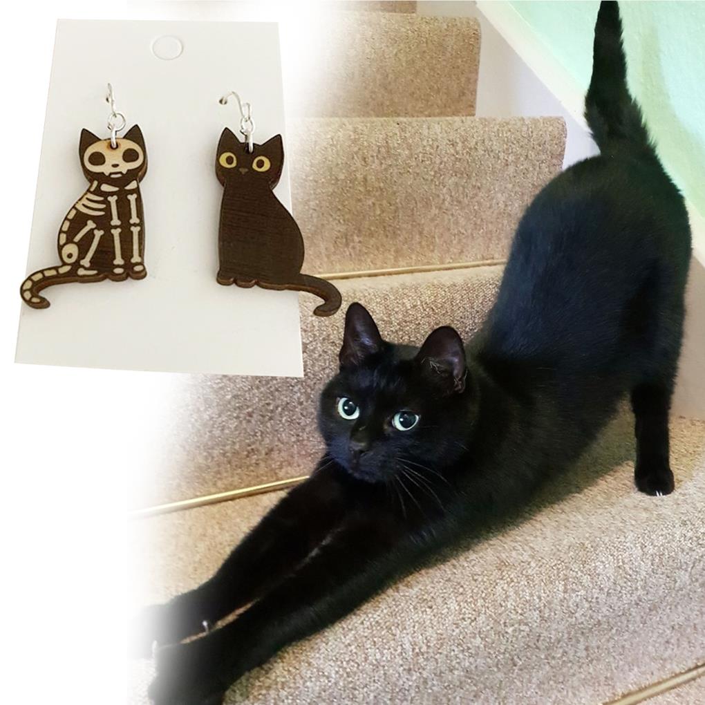 1 Pair Halloween Pendant Earrings Wood Cute Animal Holiday Party Engagement Decor Piercing Ear Drop Jewelry for