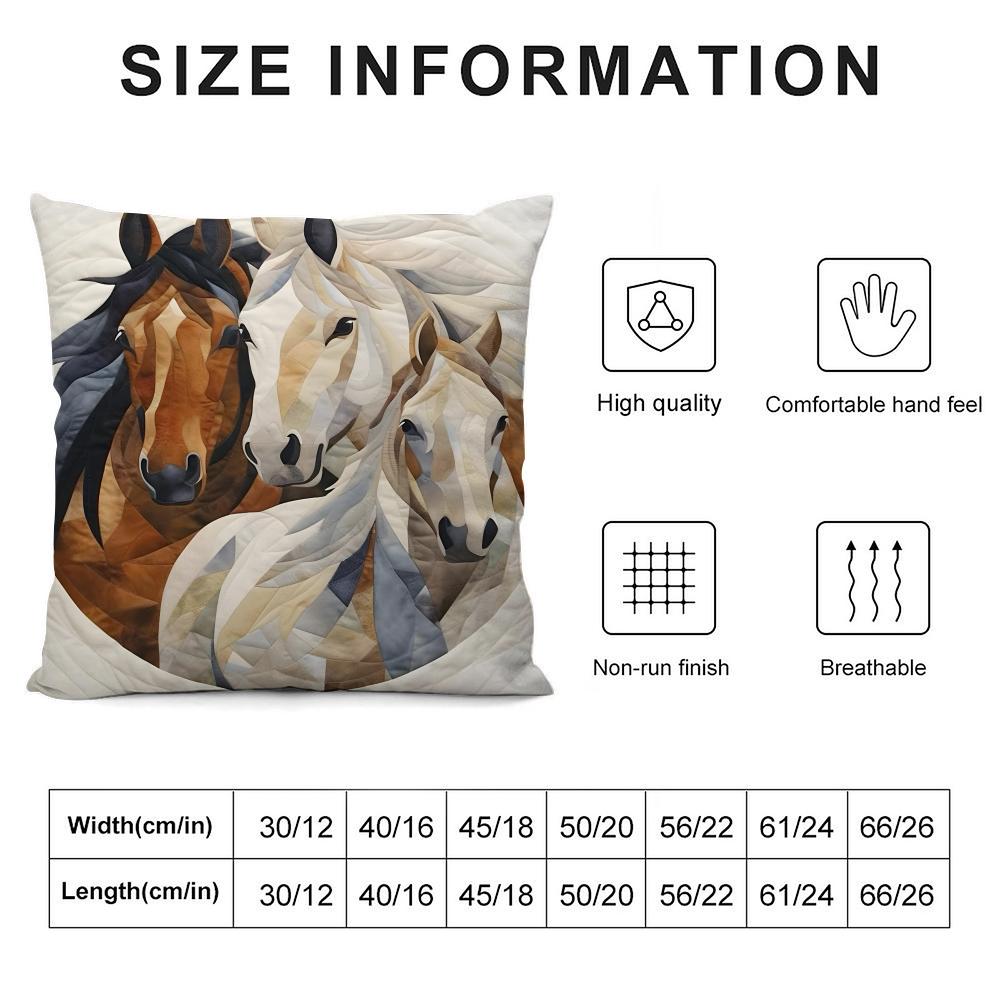 Printing Stylish Horse Fashion Cushion Cover Pillowcase Ultra Soft Skin Friendly Fabric Cloud Like Comfort & Concealed Zipper