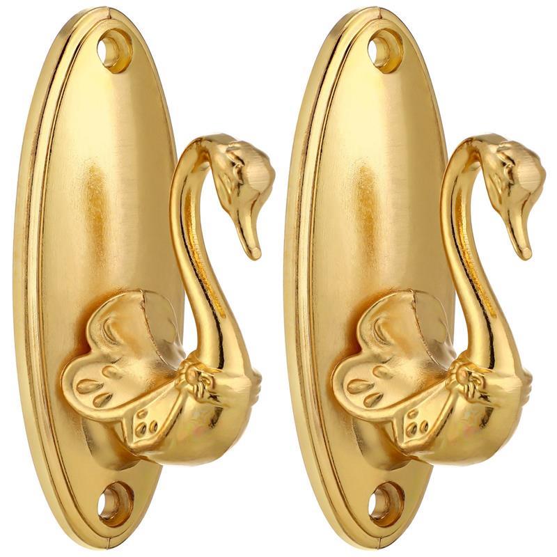 

Pair of Curtain Tieback Hooks Vintage Wall Mounted Hooks Hanger Storage Rack Support Bracket Household Bathroom Accessories 9.00X3.50X3.50CM золотистый