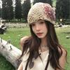 Spring and Summer Sweet Fashion Hollow Sequins Flower Pile Hat Women's Spring and Summer Breathable Headscarf Hat Embroidery Lace Bag Hat