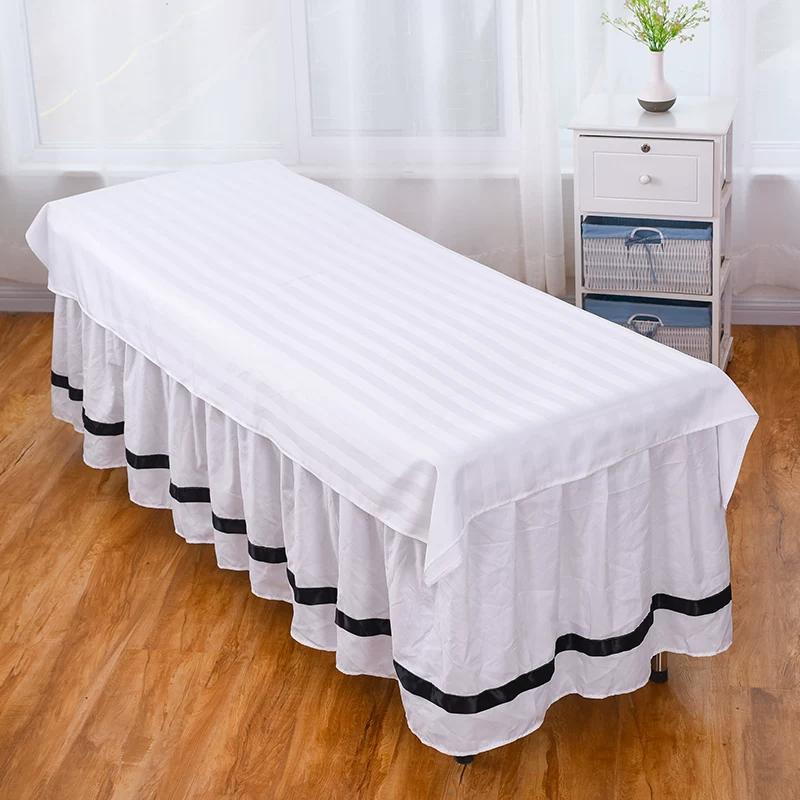 Silky Cotton Washable Wrinkle Resistant White Beauty Bed Sheet Beauty Salon Specific Single Piece Massage Bed Towel with Holes Easy To Dry Bedding 77cmx190cm