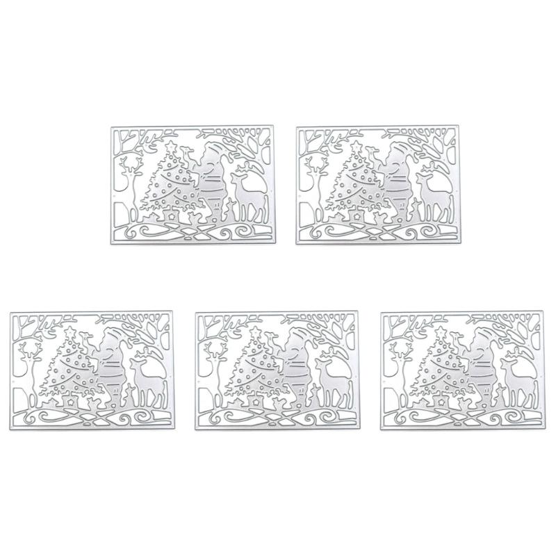 5 Pcs Christmas Tree Cutting Dies Embossings Stencils Christmas Metal Die Cuts for DIY Scrapbooking Card Decoration