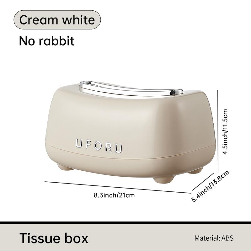 Creative Paper Towel Dispenser With Springs for Bedroom, Creamy style Rabbit Decorative Desktop Tissue Box for Bathroom